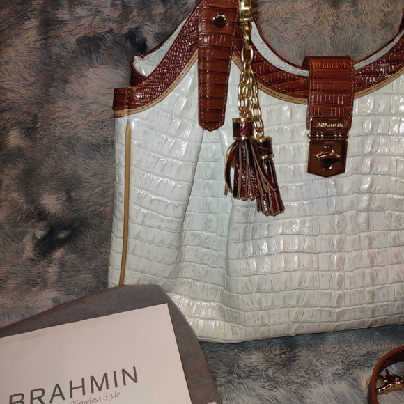 Brahmin Elisa La Scala Macaroon Tri Textured. HTF 3 piece set - Picture 2 of 16